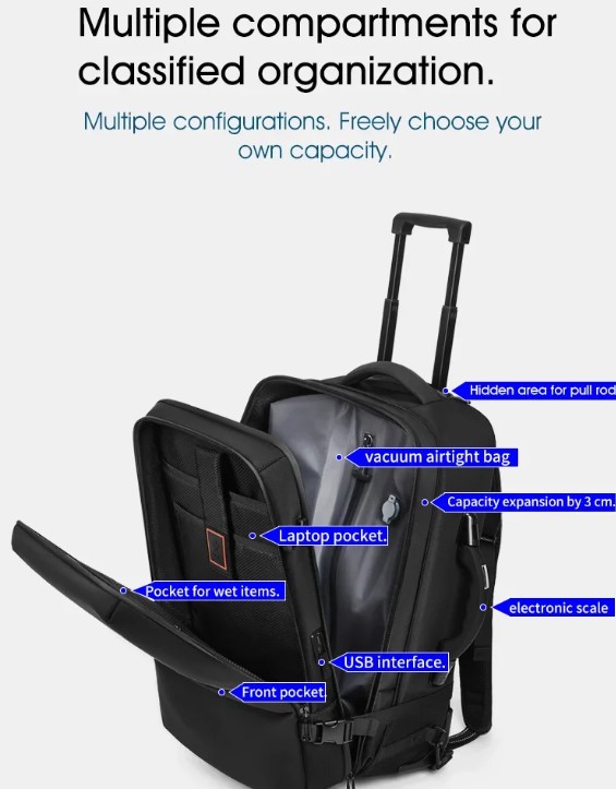 travel trolley vacuum compression business backpacks bags for man wheeled backpack on wheels luggage rolling bags for boardable